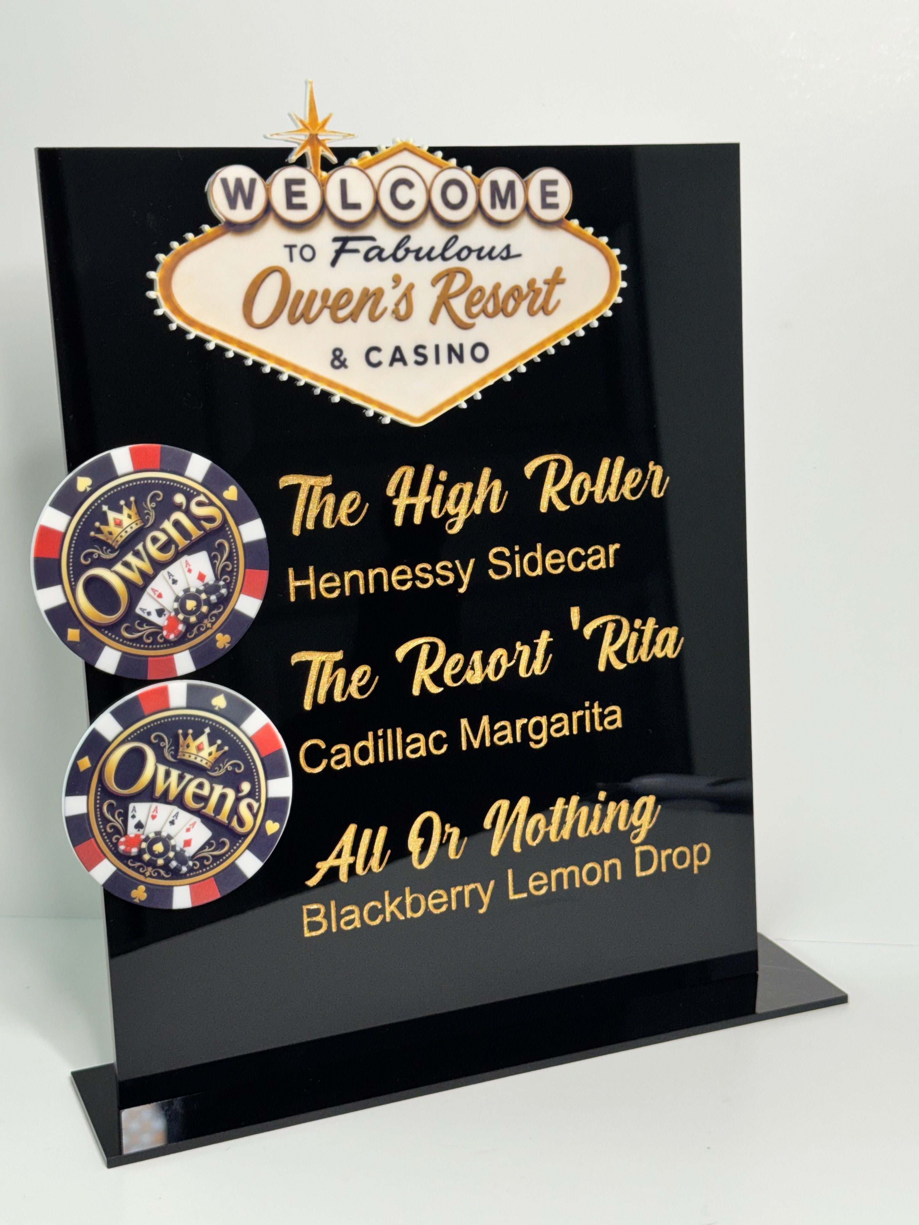 Acrylic Bar Menu