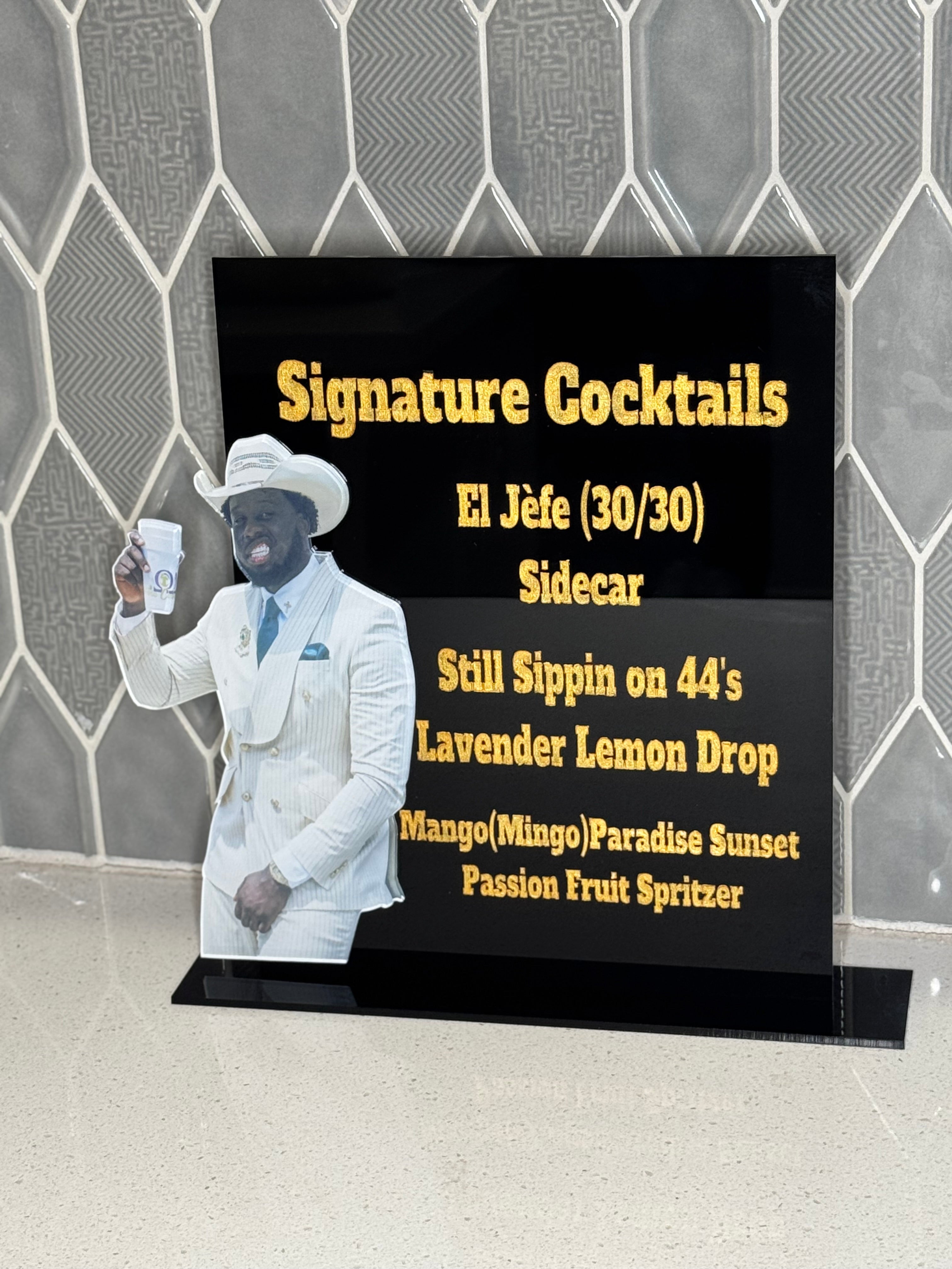Acrylic Bar Menu