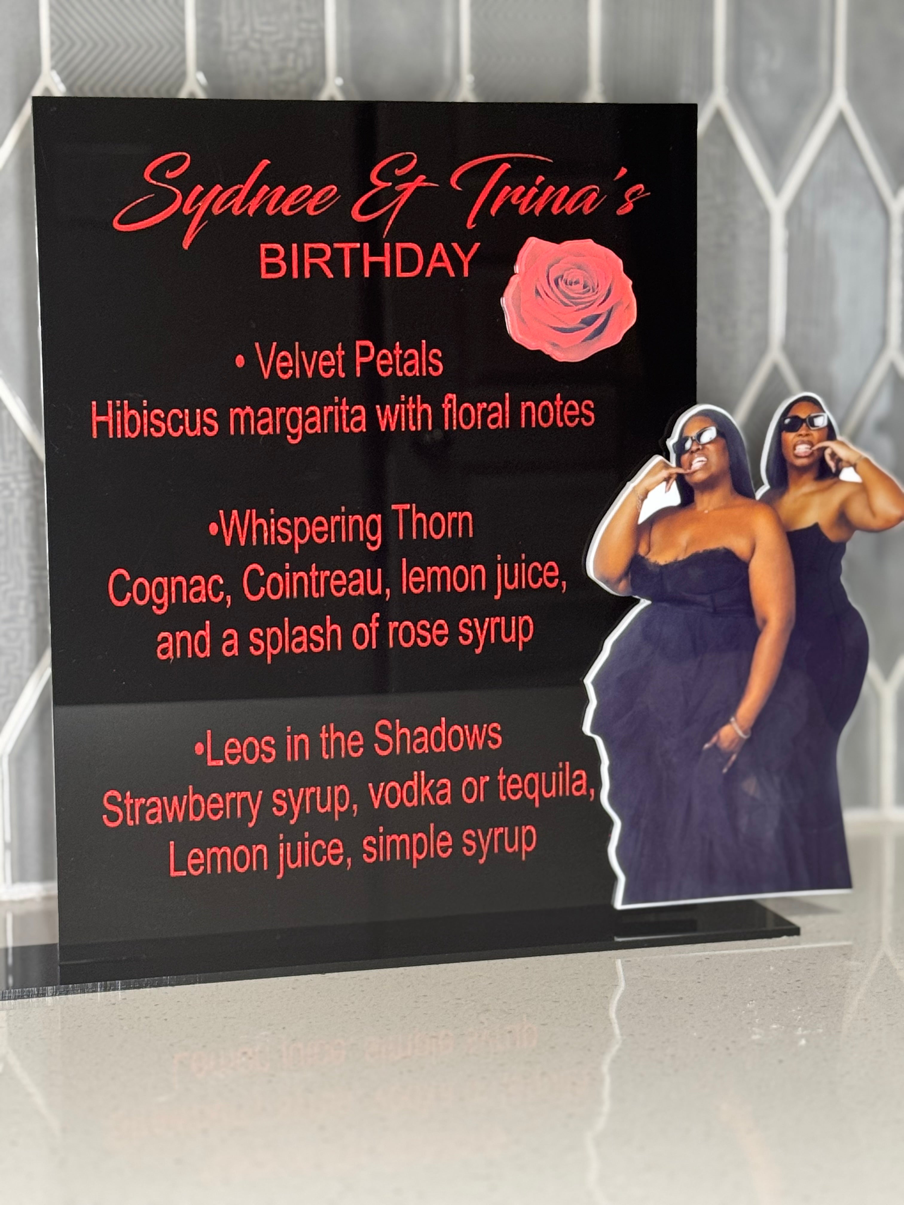 Acrylic Bar Menu