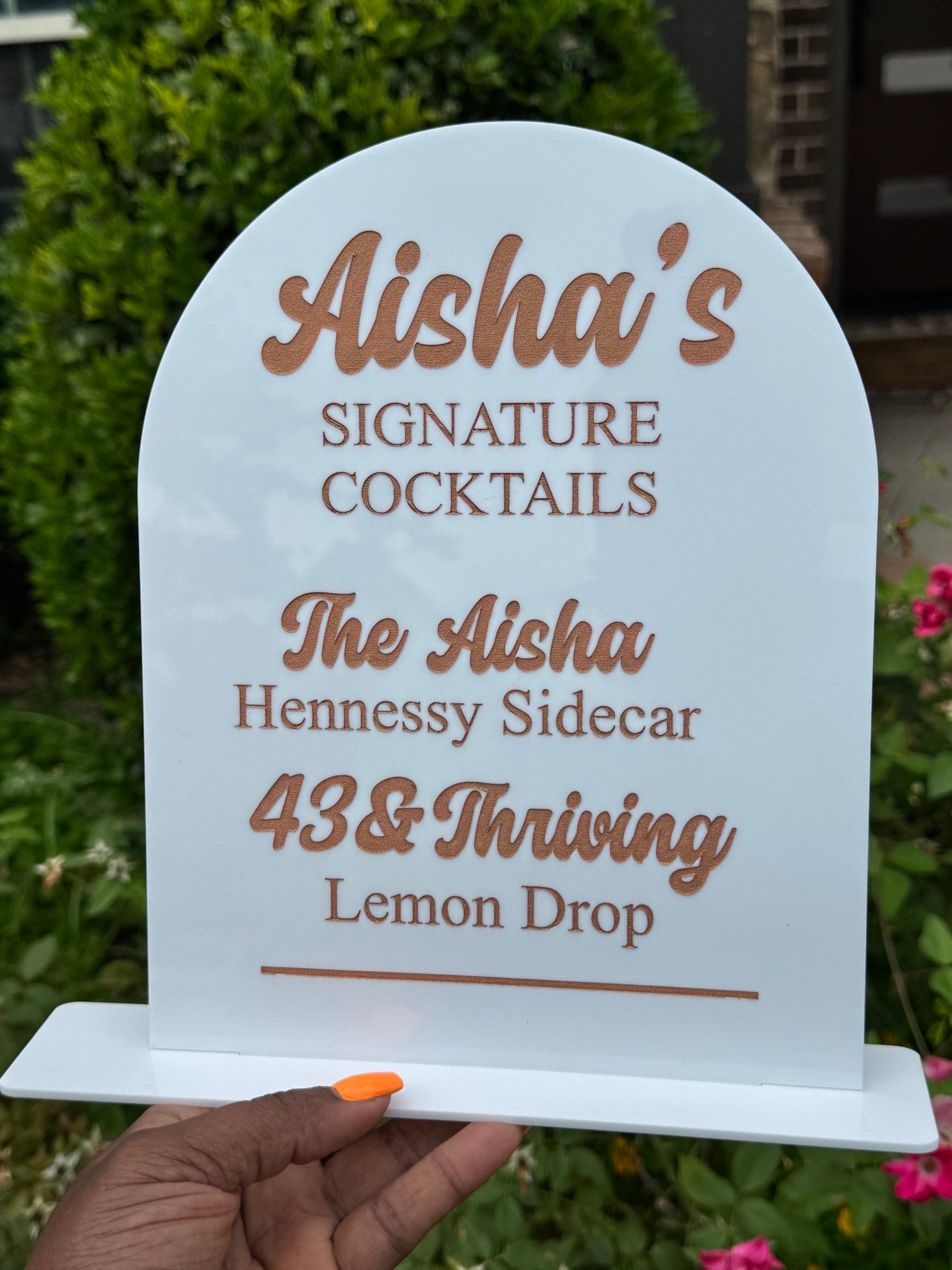 Acrylic Bar Menu