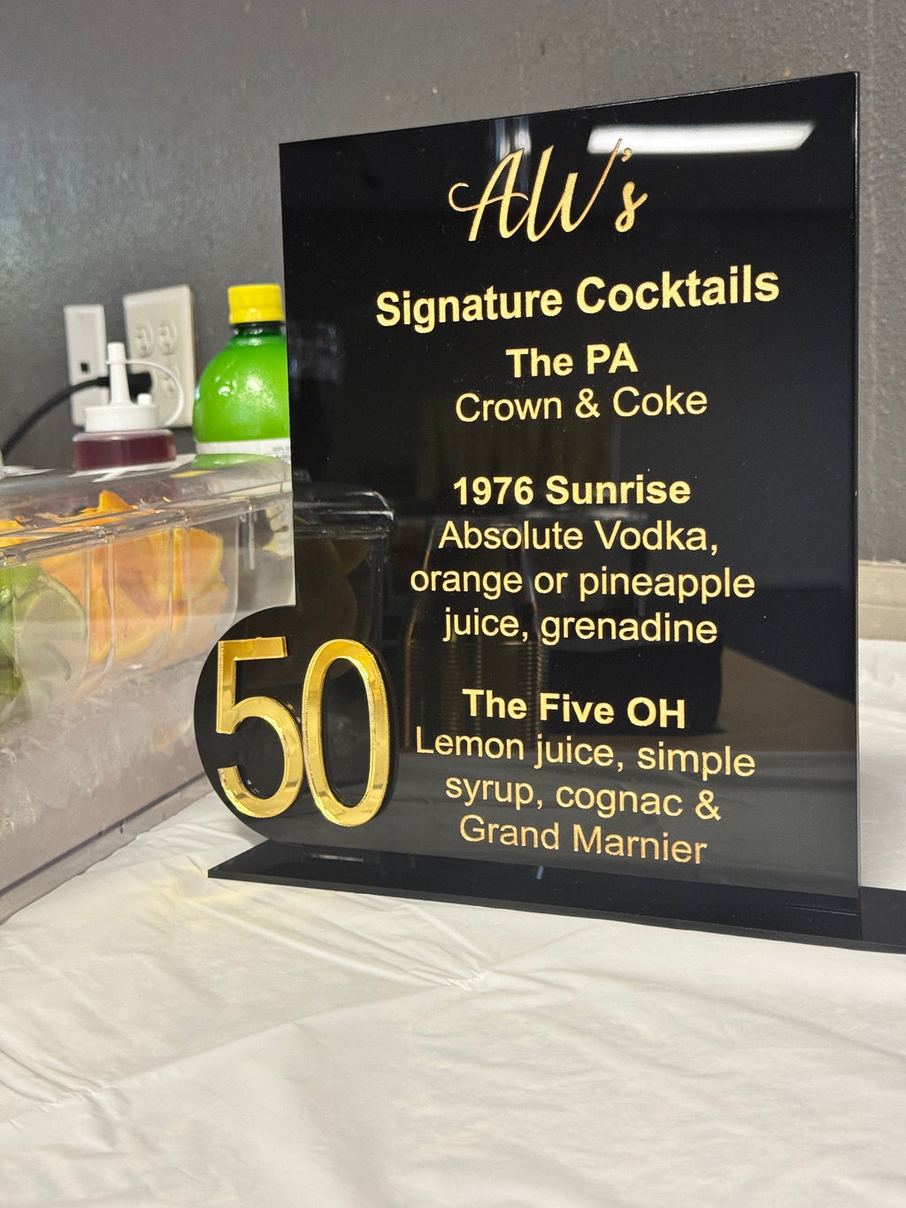 Acrylic Bar Menu