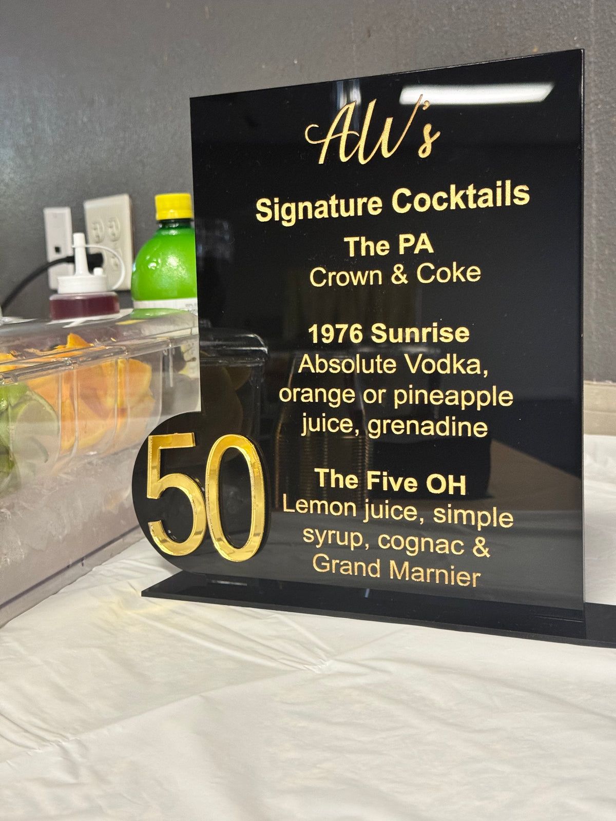 Acrylic Bar Menu